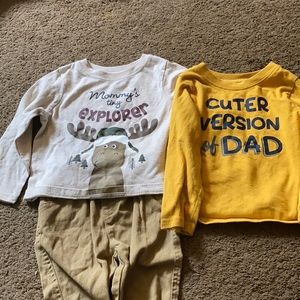 2 long sleeve shirts and 1 pair of pants